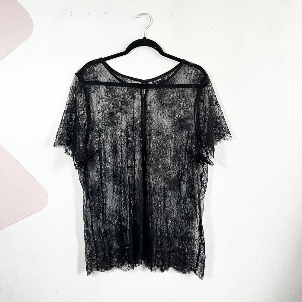 Torrid Black Lace Top Sz 3 US XL Gothic Whimsigoth Festival Emo Grunge